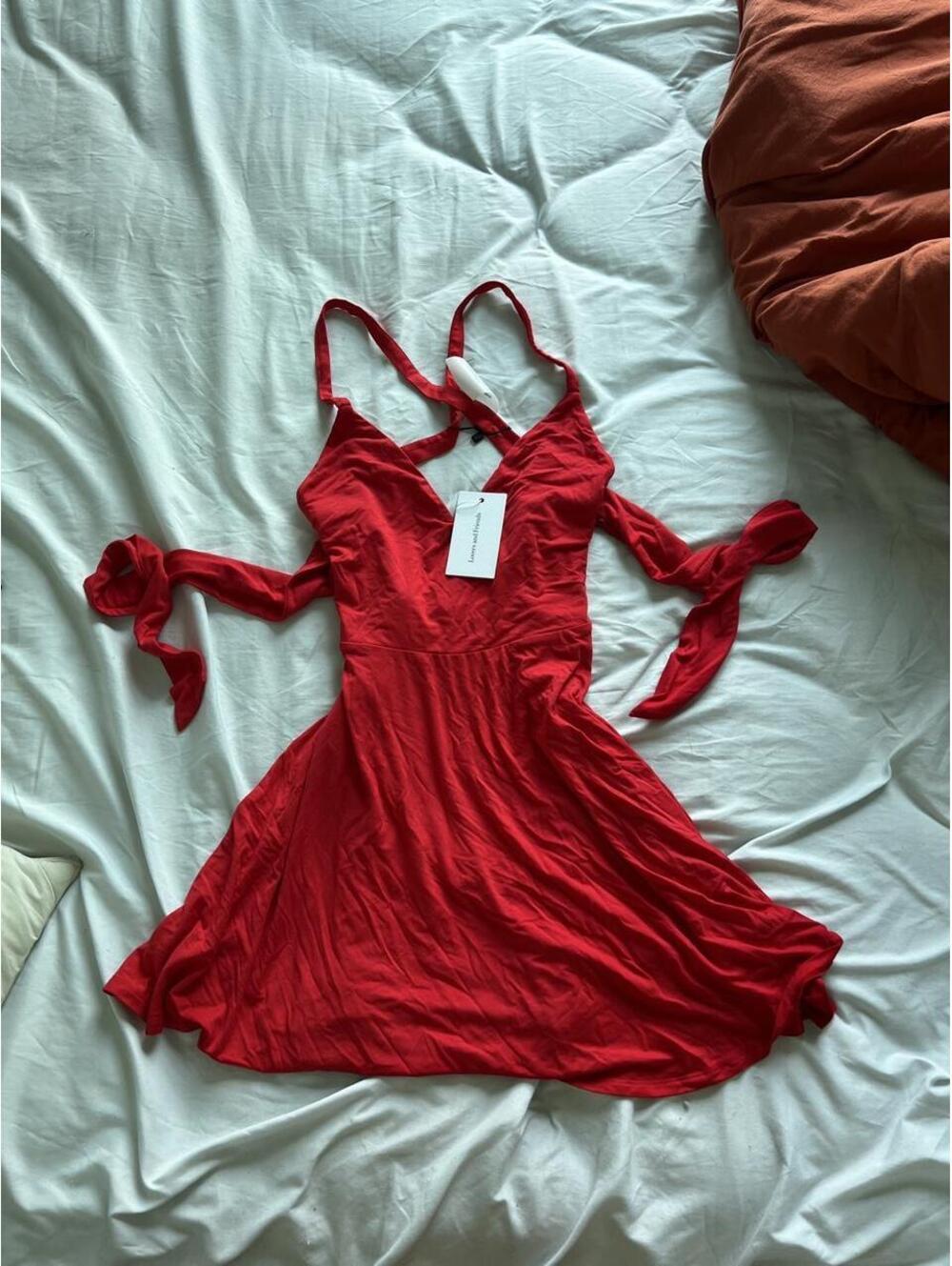 Revolve lovers and friends red mini flowy dress
